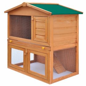 Outdoor Rabbit Hutch Small Animal House Pet Cage 3 Doors Wood