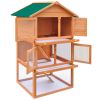 Outdoor Rabbit Hutch Small Animal House Pet Cage 3 Layers Wood