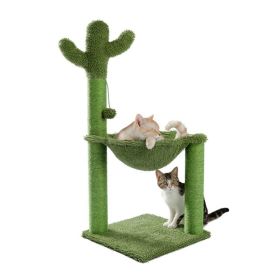 Indoor with Large House Natural Sisal Rope Cactus Cat Tree Condo (Color: green B, Type: Pet entertainment)